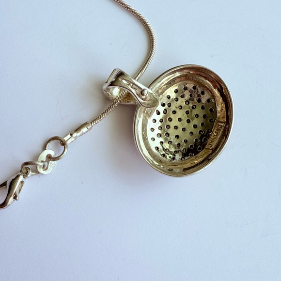 Pave Champagne Cubic Zirconia & Marcasite Sterling Silver 925 Pendant Necklace - Picture 5 of 7